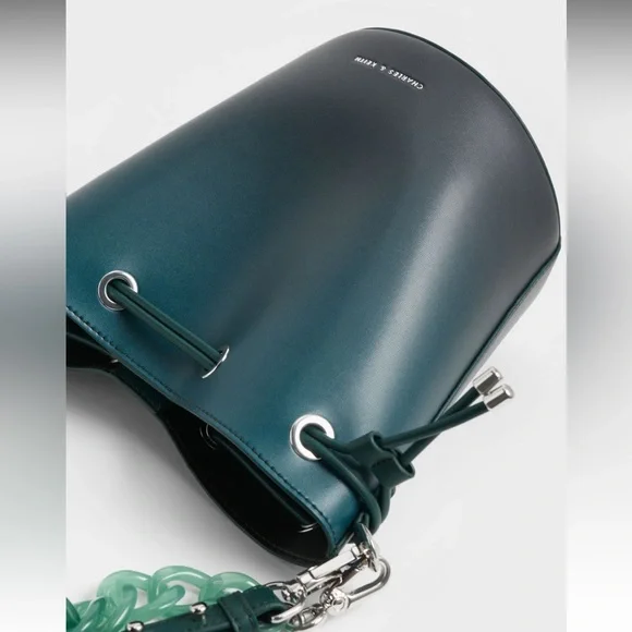 Charles and Keith Lana Bucket Bag - Green, Medium Bag- Brand New - Picture 3 of 7